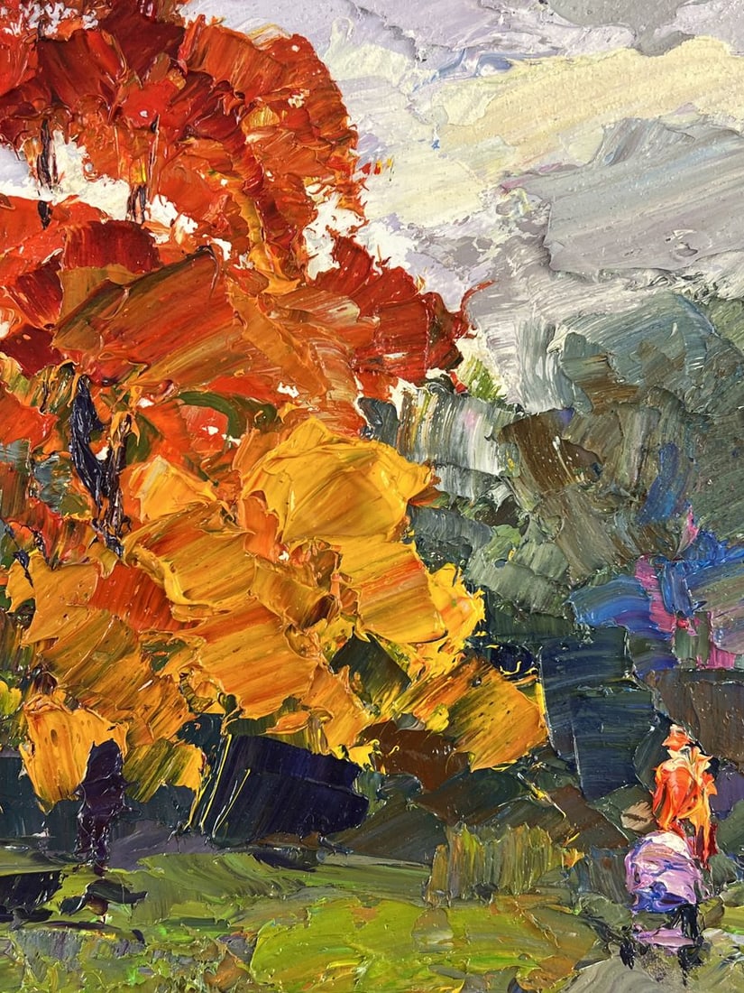 Oil painting Autumn Park in Cloudy Weather Boris Serdyuk - 7