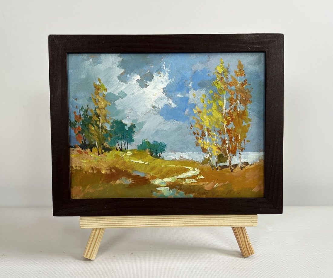 Oil painting Autumn trail with fallen leaves Yuriy Suprunchuk (1 of 8)