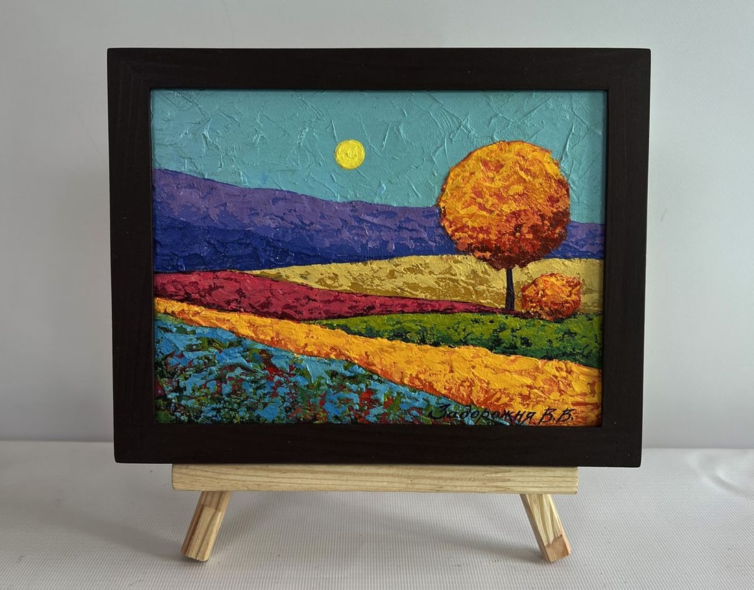 Oil painting Flower fields and orange tree leaves V. Zadorozhnya (1 of 8)
