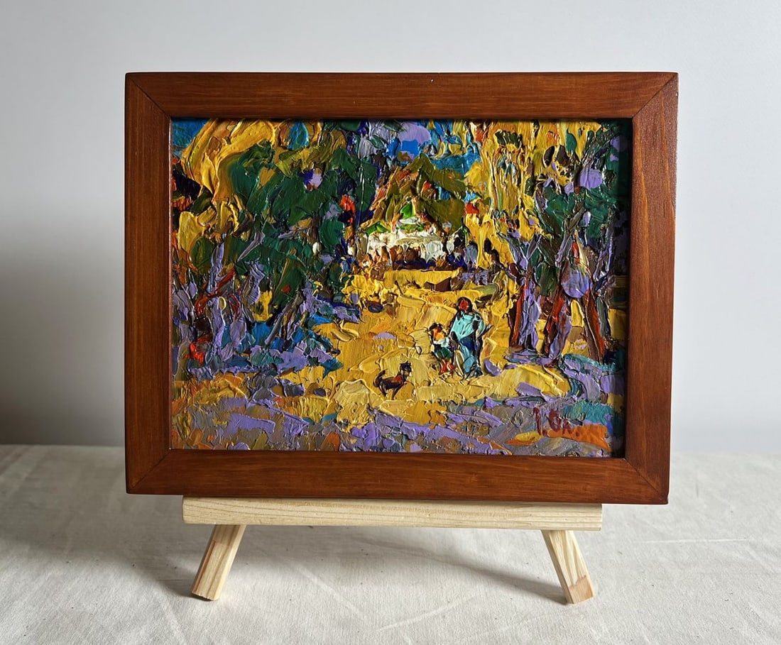 Oil painting Alley in the autumn park Alex Kalenyuk: Title: Oil painting Alley in the autumn park Alex Kalenyuk Description: No.AAA3883This oil painting cardboard, titled "Alley in the autumn park", the composition conveys a feeling of nostalgia and tra