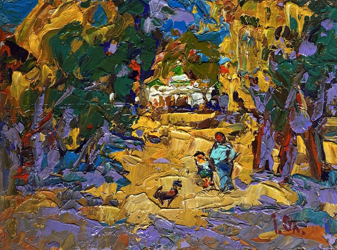 Oil painting Alley in the autumn park Alex Kalenyuk - 3