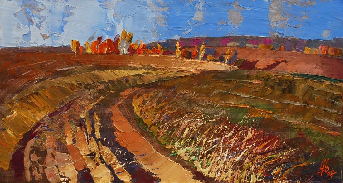 Oil painting October light among the leaves Egor Shvachunov (1 of 5)