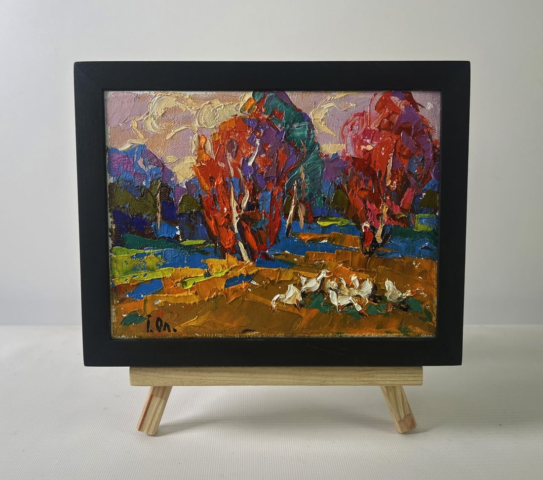 Oil painting Autumn touches the field Oleksiy Ivanyuk: Title: Oil painting Autumn touches the field Oleksiy Ivanyuk Description: No.AAA5342The Oil painting on Canvas titled "Autumn touches the field" is a bold and emotionally charged composition that