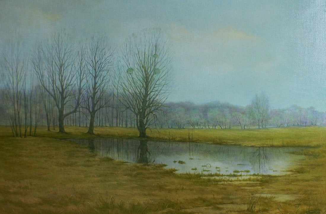 Oil painting Autumn swamp Vasily Korkishko: Title: Oil painting Autumn swamp Vasily Korkishko Description: No.Kork 210*** ABOUT THIS PAINTING **** TITLE: "Autumn swamp" * ARTISTS: Vasily Korkishko* SIZE: 60x90 cm/23.62x35.43 inches'* MEDIUM: oi