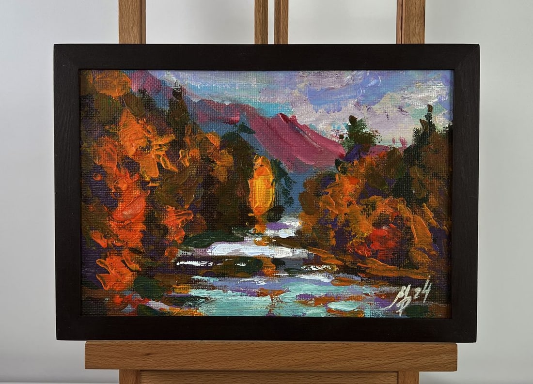 Acrylic painting Autumn in the mountains Mykhailo Patskan (1 of 10)