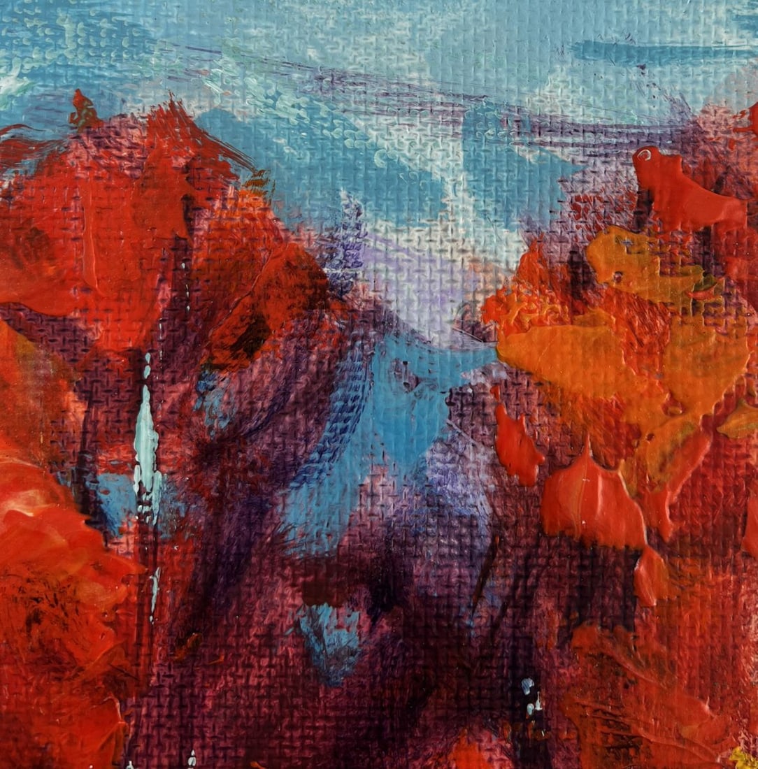 Acrylic painting Red autumn trees Mykhailo Patskan - 4