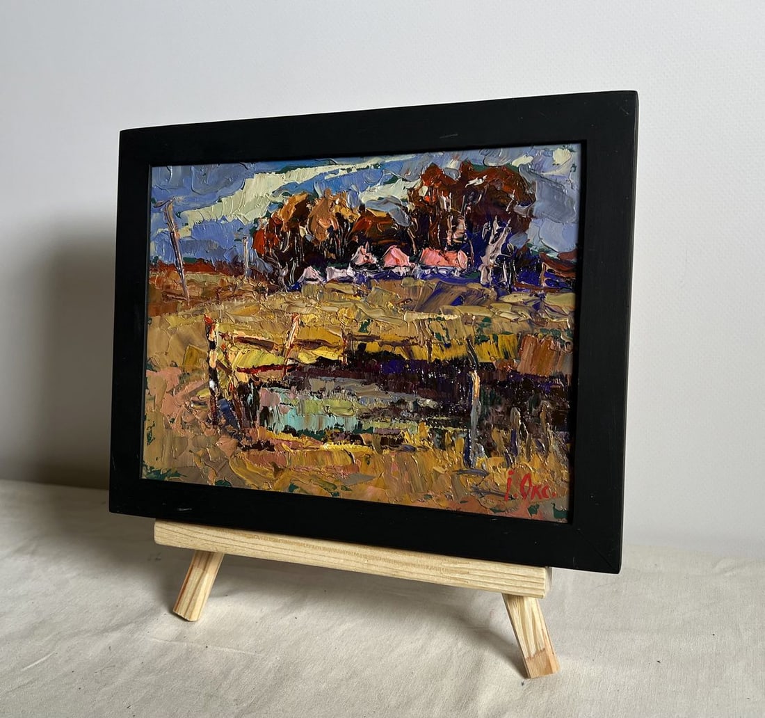 Oil painting There is a pond near the village Oksana Kalenyuk - 2