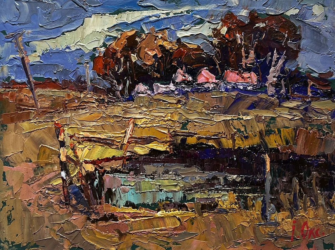 Oil painting There is a pond near the village Oksana Kalenyuk - 3