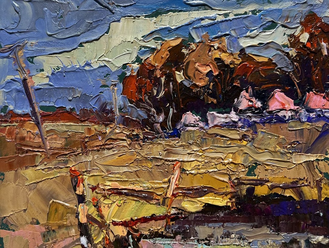 Oil painting There is a pond near the village Oksana Kalenyuk - 4