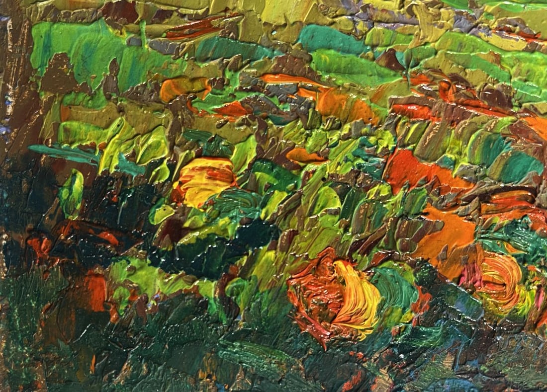Oil painting Pumpkins are growing in the garden Alex Kalenyuk - 6