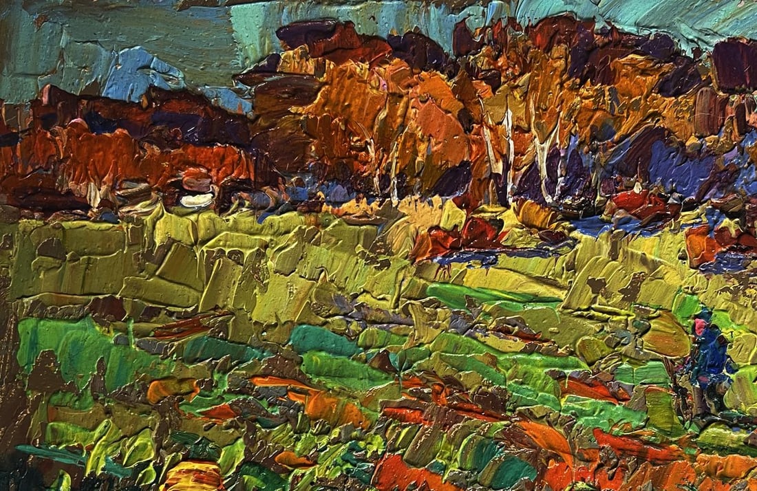 Oil painting Pumpkins are growing in the garden Alex Kalenyuk - 7