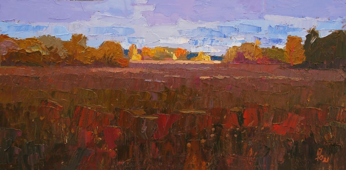 Oil painting Autumn ray Egor Ktpatunov: Title: Oil painting Autumn ray Egor Ktpatunov Description: No.Svash 76In "Autumn Ray", Ukrainian artist Egor Shvachunov captures the fleeting glow of sunlight as it gently illuminates the edge of an a