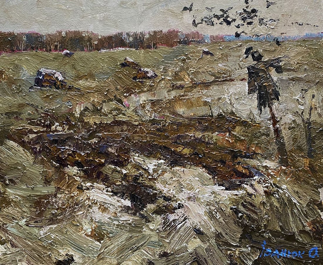 Oil painting Deep autumn Alex Kalenyuk: Title: Oil painting Deep autumn Alex Kalenyuk Description: No.Kalen 1413The painting "Deep Autumn" captures the essence of late autumn, a time when nature begins to withdraw into quiet dormancy. The a