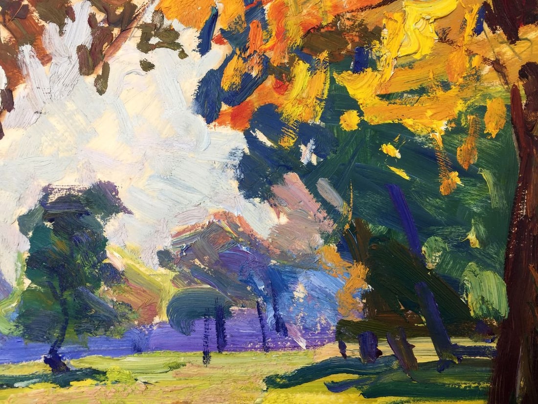 Oil painting Forest park original picture painter - 7