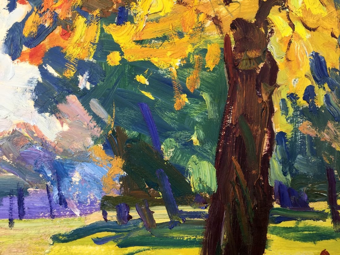 Oil painting Forest park original picture painter - 8