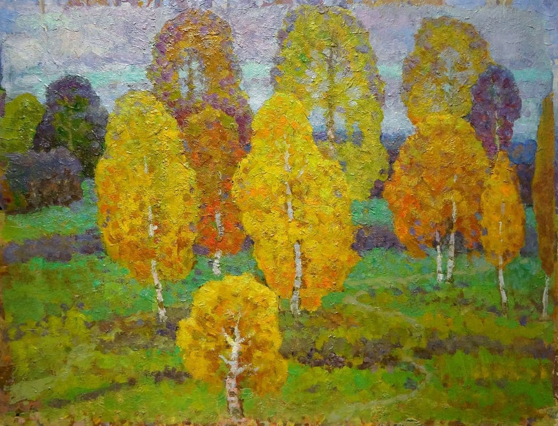 Oil painting Birch trees grow Ruban Grigory Savelievich: Title: Oil painting Birch trees grow Ruban Grigory Savelievich Description: No.Verns 584 *** ABOUT THIS PAINTING *** * TITLE: "Birch trees grow" * ARTISTS: Ruban Grigory Savelievich * SIZE: 47x60 cm/1