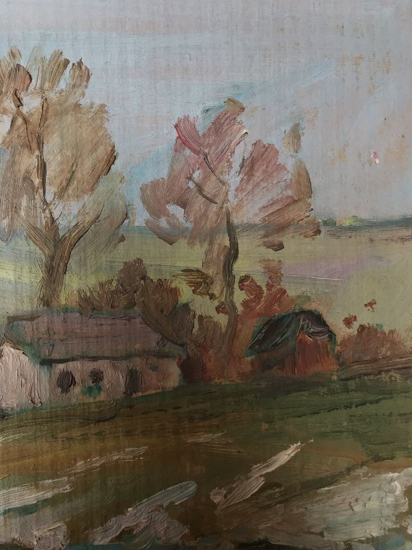 Oil painting House on the outskirts Unknown artist - 8