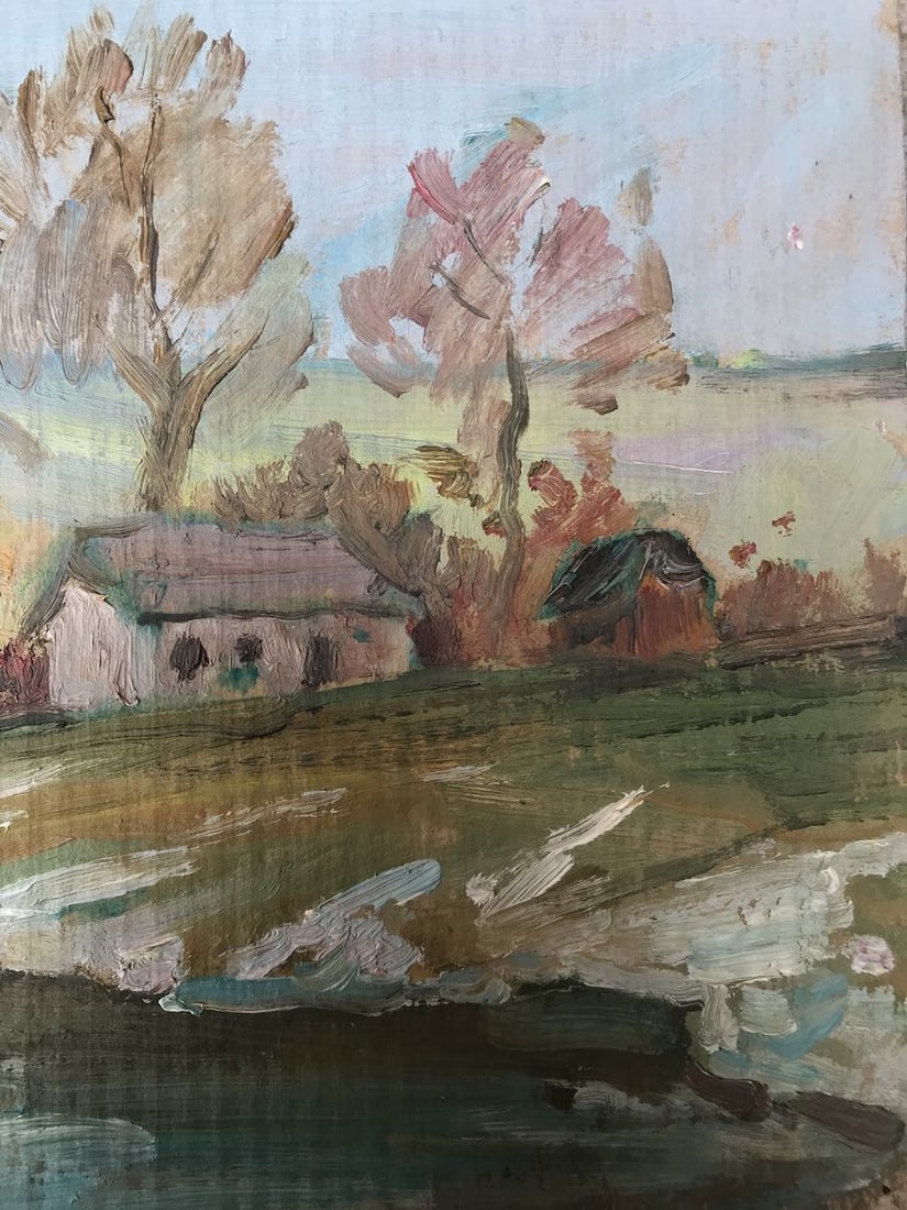 Oil painting House on the outskirts Unknown artist - 9