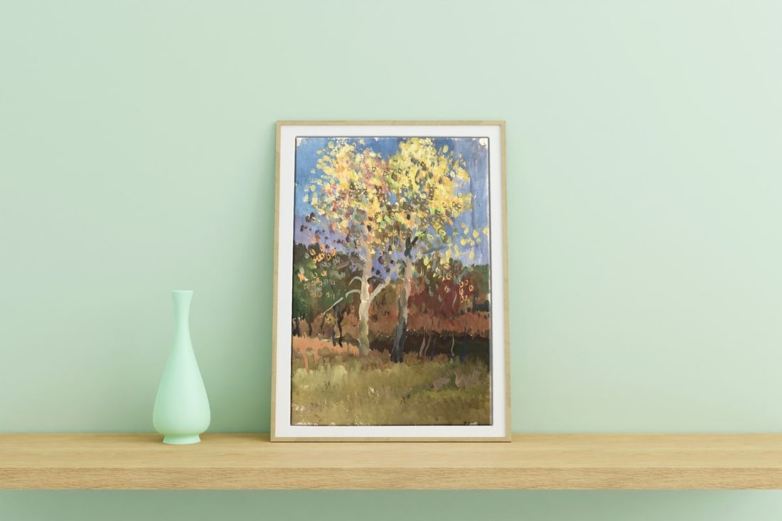 Oil painting Two birches Unknown artist - 2
