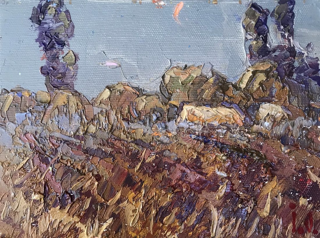 Oil painting Lonely Skirts Kalenyuk Alex: Title: Oil painting Lonely Skirts Kalenyuk Alex Description: No.AAA3059"Lonely Skirts" is a captivating oil painting that transports the viewer to a serene and melancholic autumn landscape. The canvas