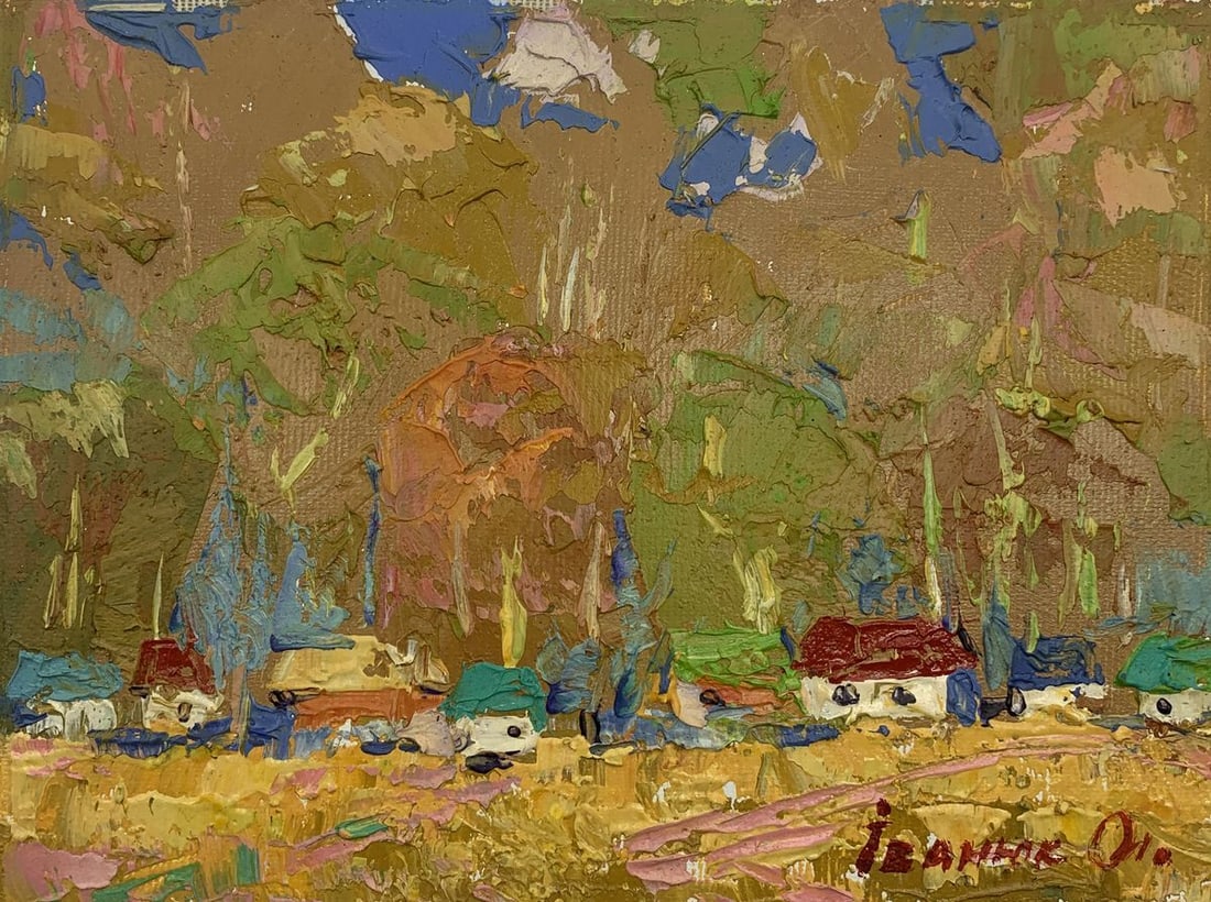 Oil painting Autumn motif Kalenyuk Alex: Title: Oil painting Autumn motif Kalenyuk Alex Description: No.AAA3109"Autumn Motif" is a vibrant oil painting that captures the essence of autumn through bold textures and a rich palette. The artist 