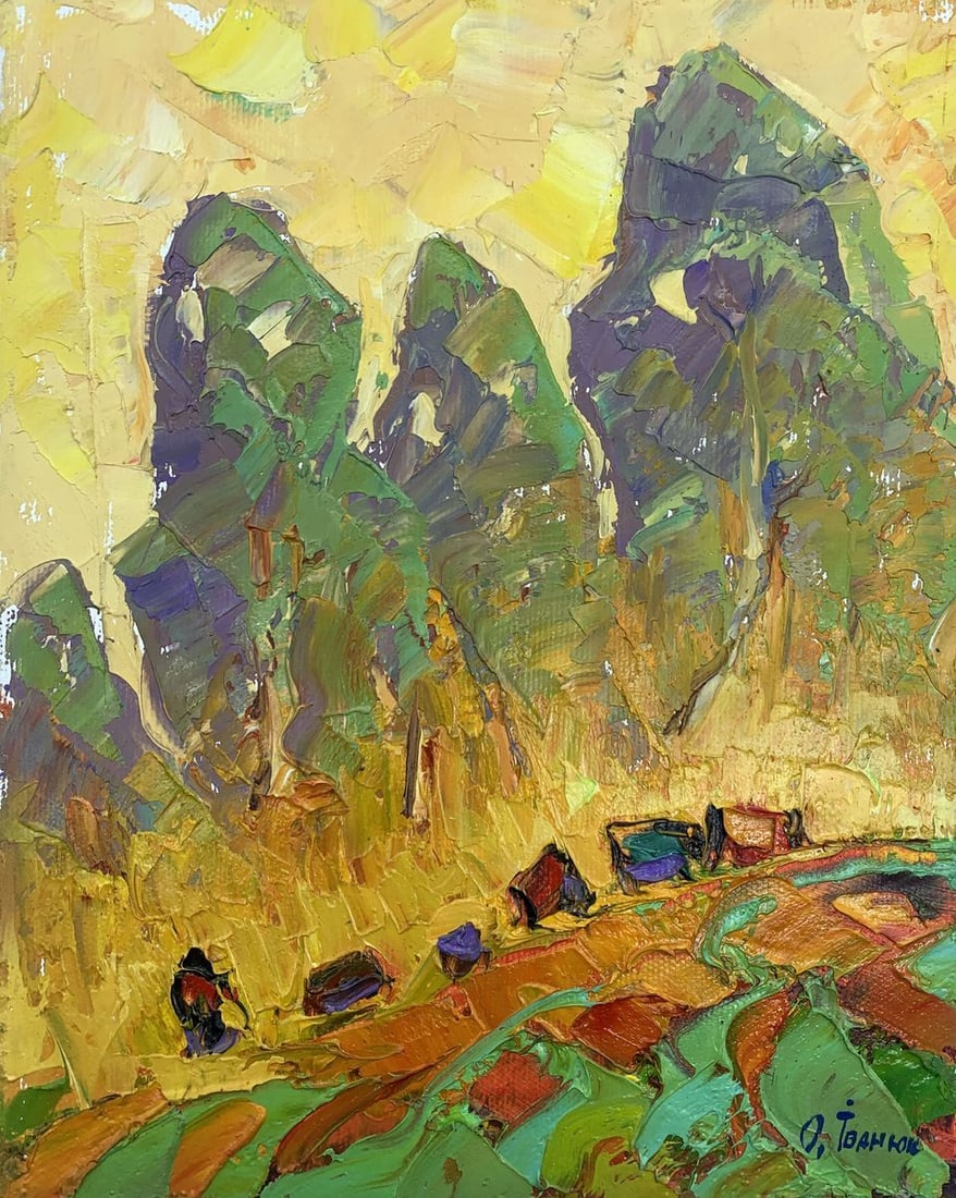Oil painting Autumn field Kalenyuk Alex: Title: Oil painting Autumn field Kalenyuk Alex Description: No.AAA3144The oil painting "Autumn Field" is a vivacious and textural depiction of a rural landscape in the midst of fall. The artist has