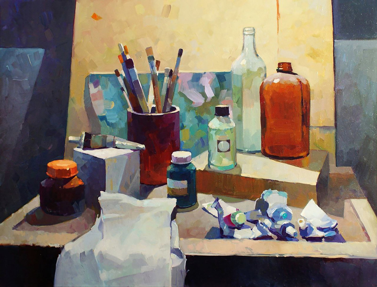 Oil painting Still life with paints and brushes Anastasia Yaroshevich: Title: Oil painting Still life with paints and brushes Anastasia Yaroshevich Description: 22YARO Painter: Anastasia Yaroshevich Size: 60x80 cm/23.62x31.49 inches Components: oil, canvas Original