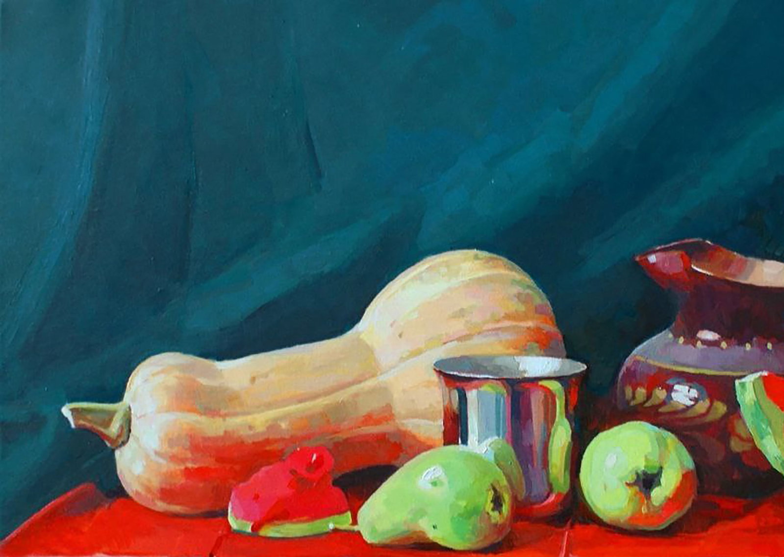 Oil painting Still life with pumpkin and watermelon Anastasia Yaroshevich - 2