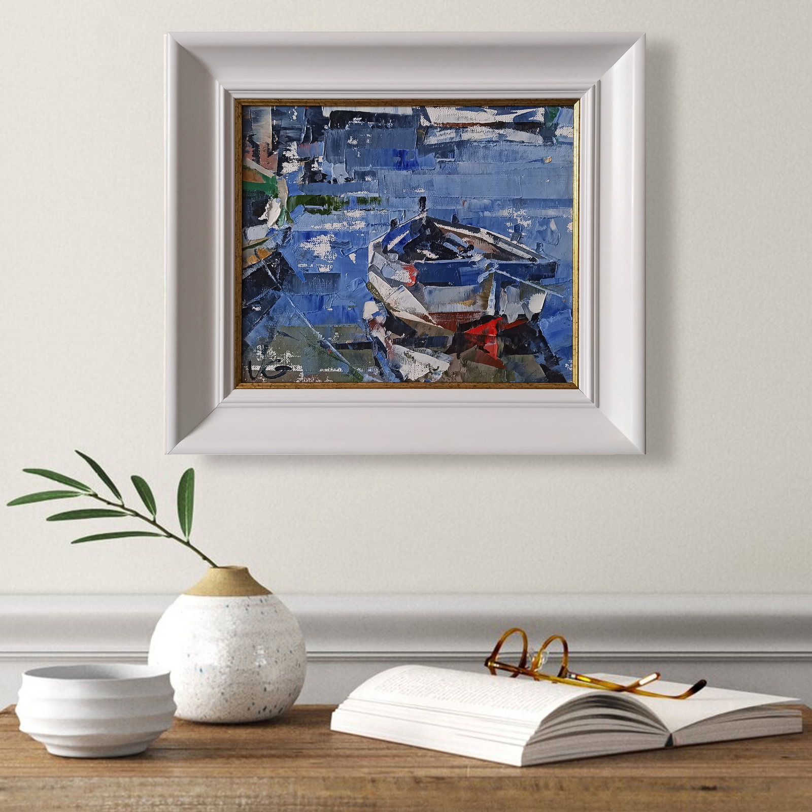 Oil painting Moored boat Volodymyr Gluhomanyuk - 3