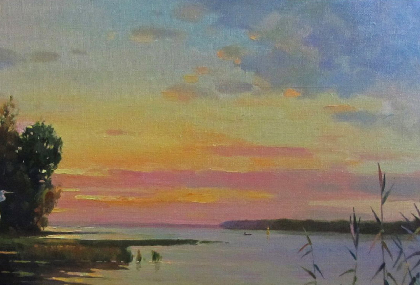 Oil painting Yellow sunset over the river Alexander Guzev - 3