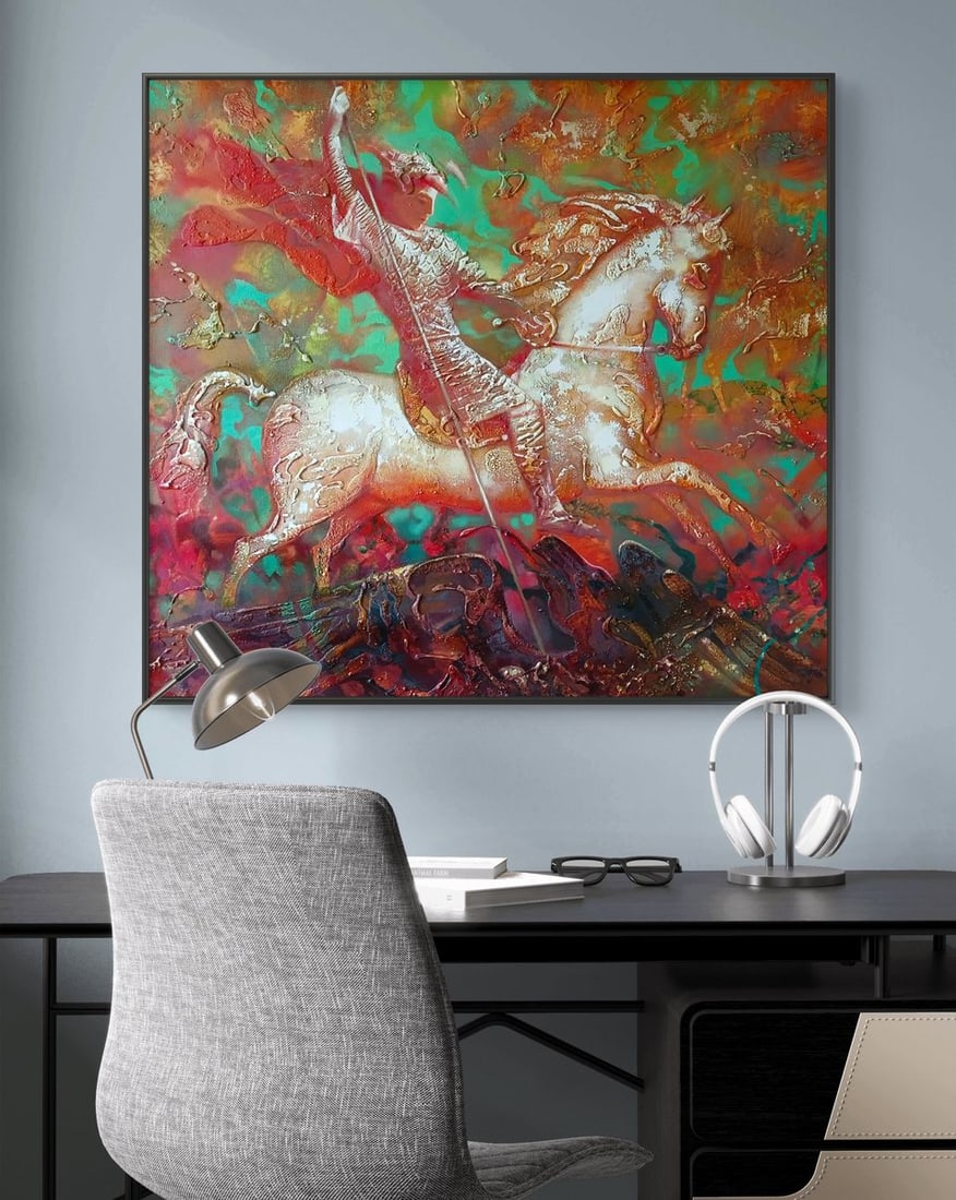 Abstract oil painting Warrior on horseback Anatoly Tarabanov - 2