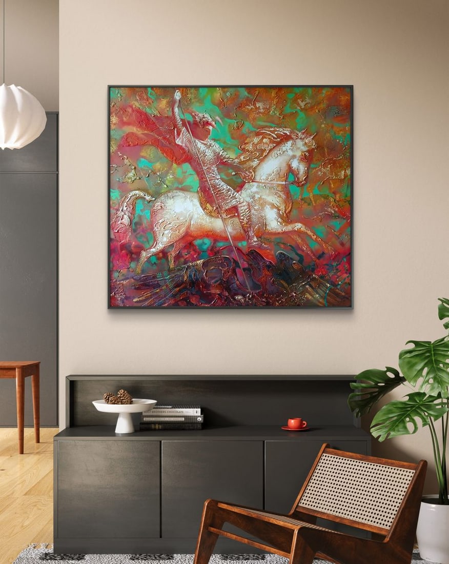 Abstract oil painting Warrior on horseback Anatoly Tarabanov - 3