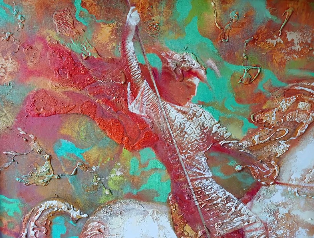 Abstract oil painting Warrior on horseback Anatoly Tarabanov - 4