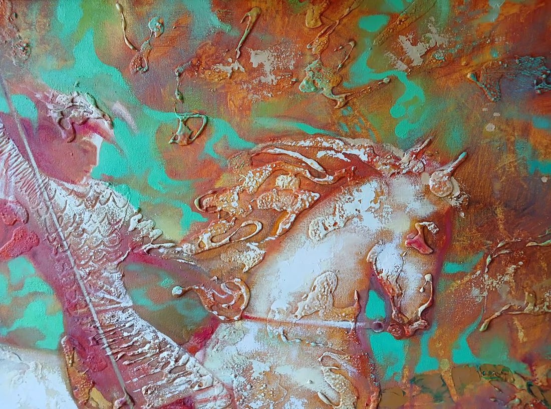 Abstract oil painting Warrior on horseback Anatoly Tarabanov - 5