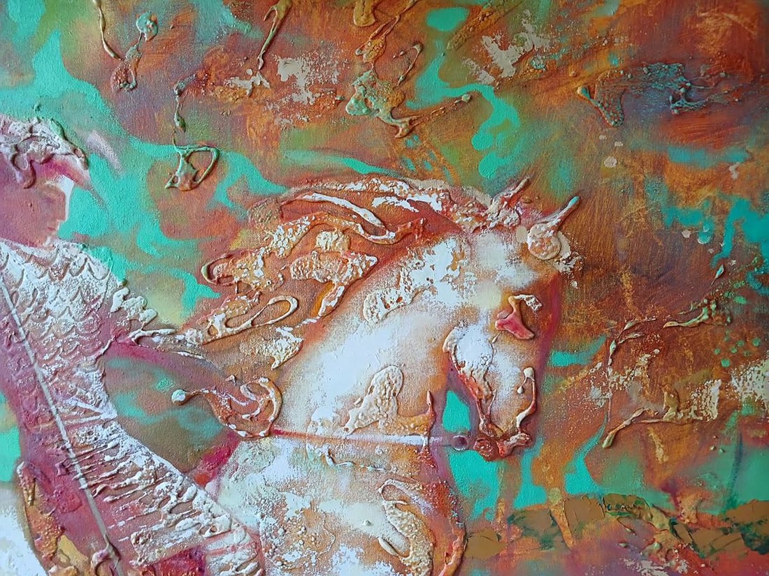 Abstract oil painting Warrior on horseback Anatoly Tarabanov - 6