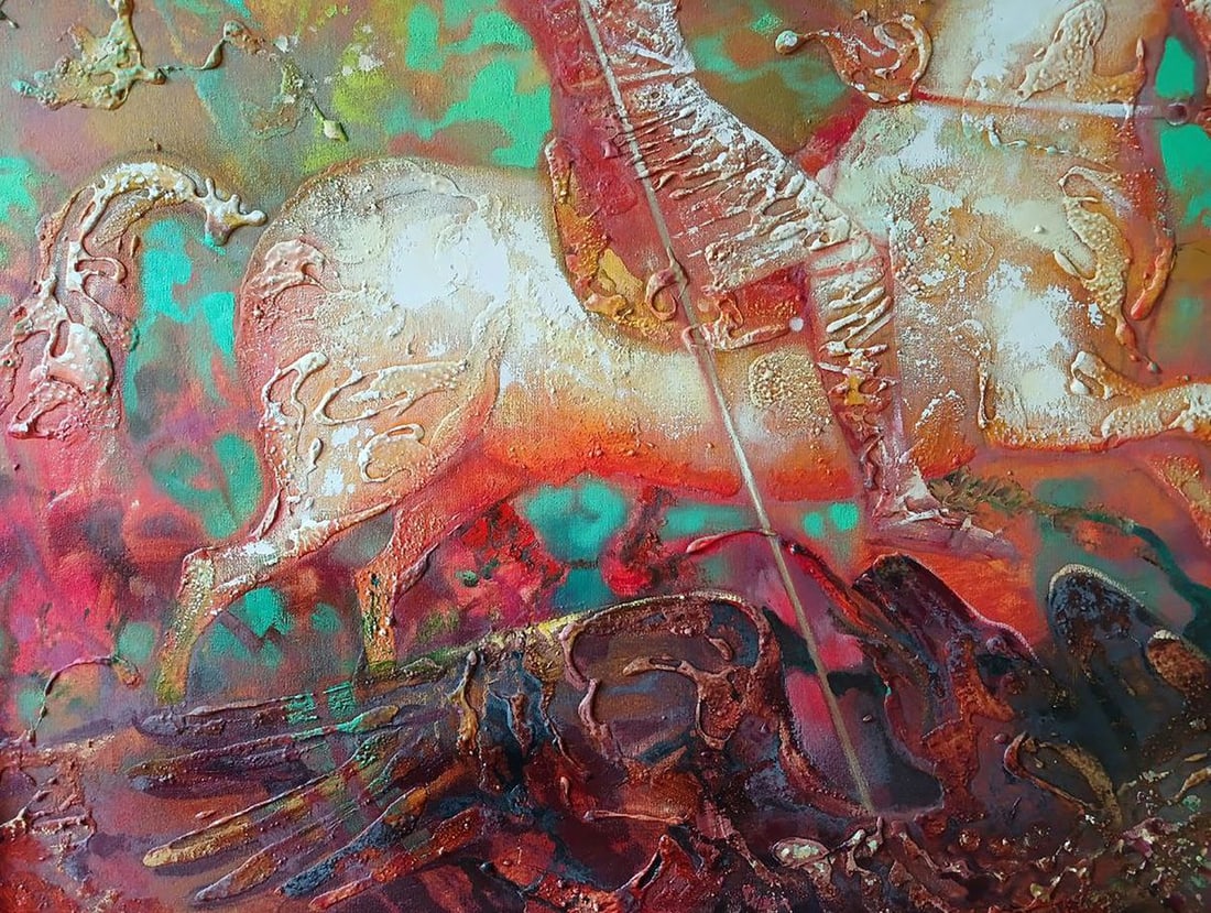 Abstract oil painting Warrior on horseback Anatoly Tarabanov - 9