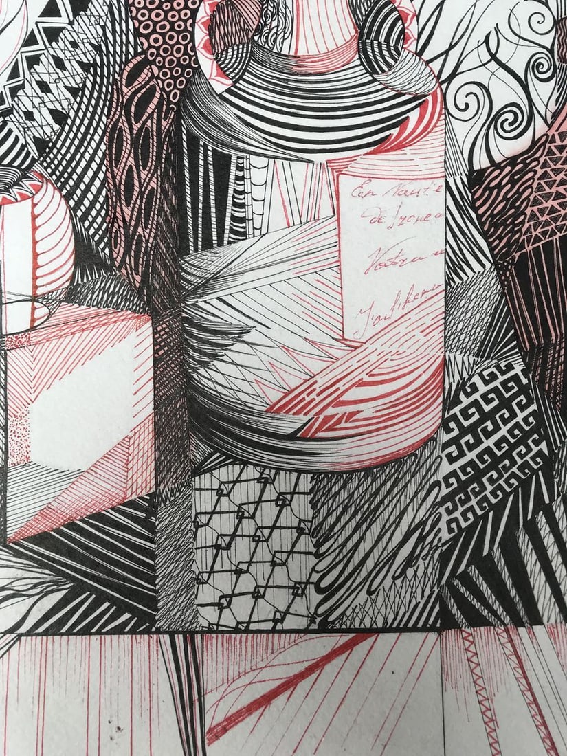 Abstract pen painting Thoughts on the important Unknown artist - 7
