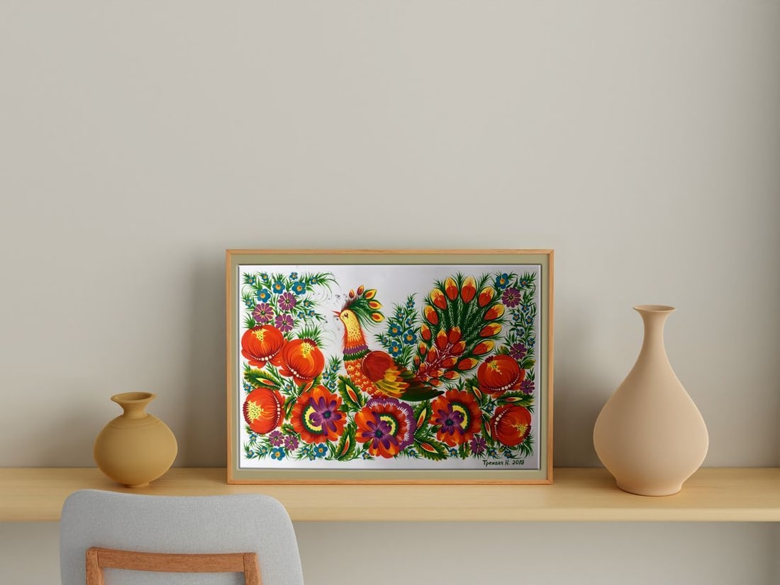 Acrylic painting Peacock Trenbach K. - 2