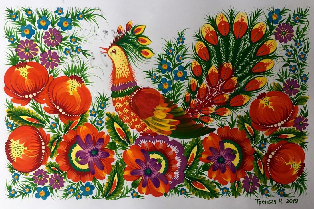 Acrylic painting Peacock Trenbach K. - 4