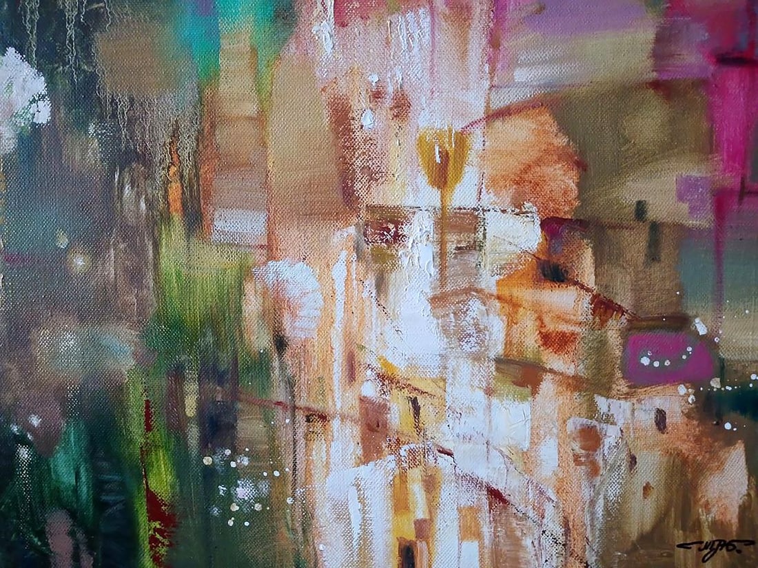 Abstract oil painting Red beads Anatoly Tarabanov - 7