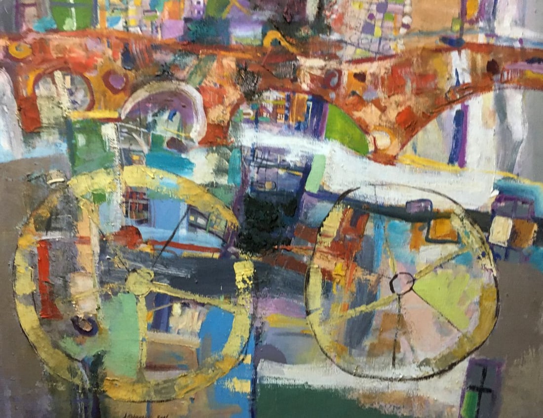 Abstract oil painting A walk on the bike Larisa Kornienko - 2