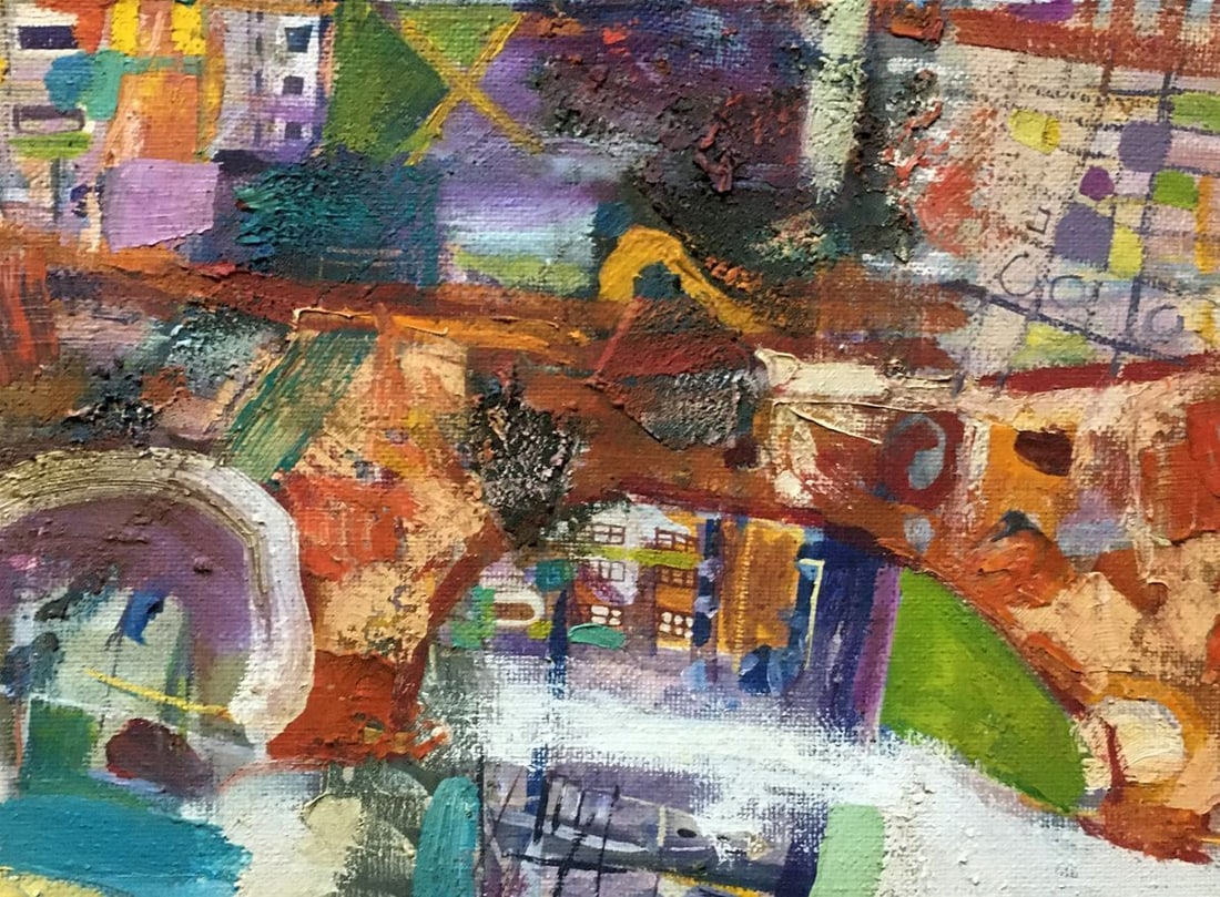 Abstract oil painting A walk on the bike Larisa Kornienko - 7