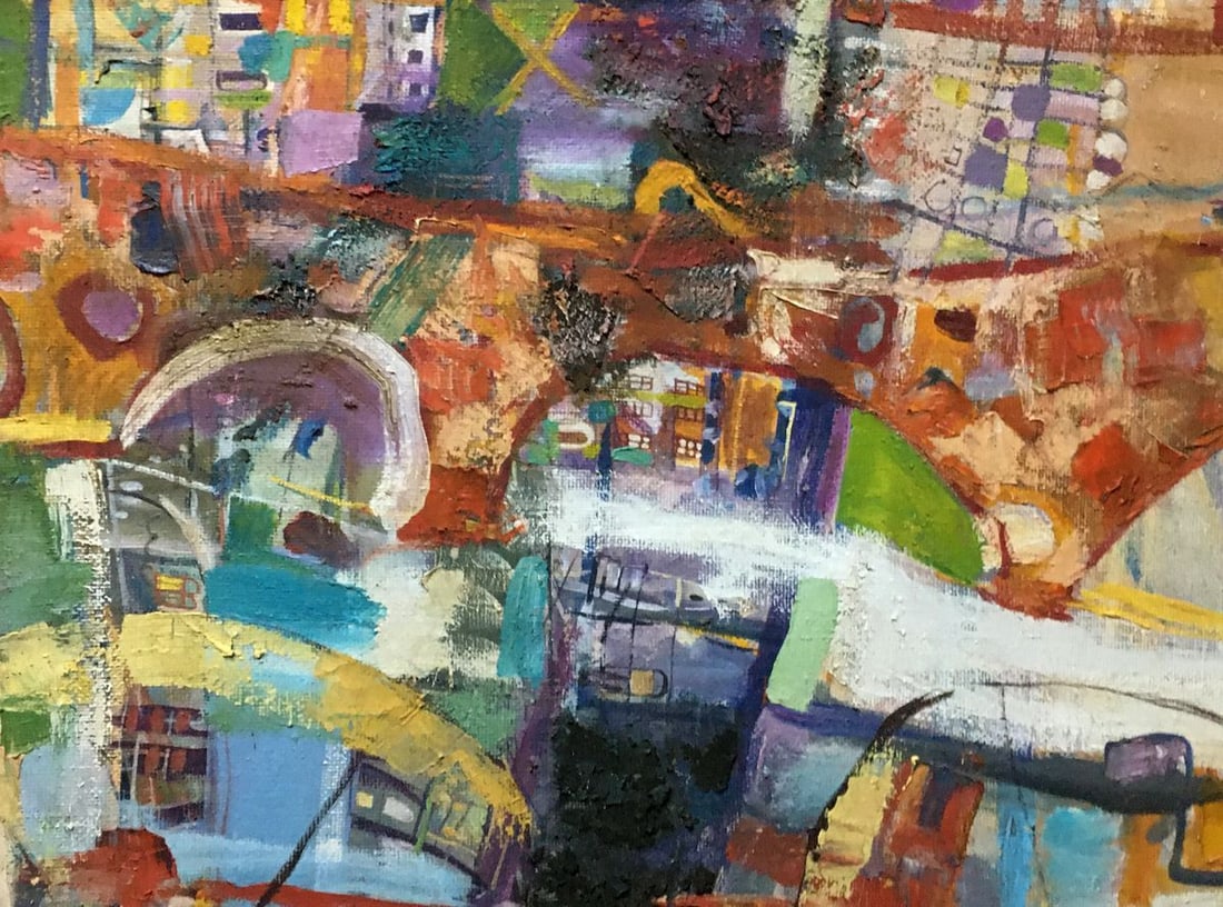 Abstract oil painting A walk on the bike Larisa Kornienko - 8