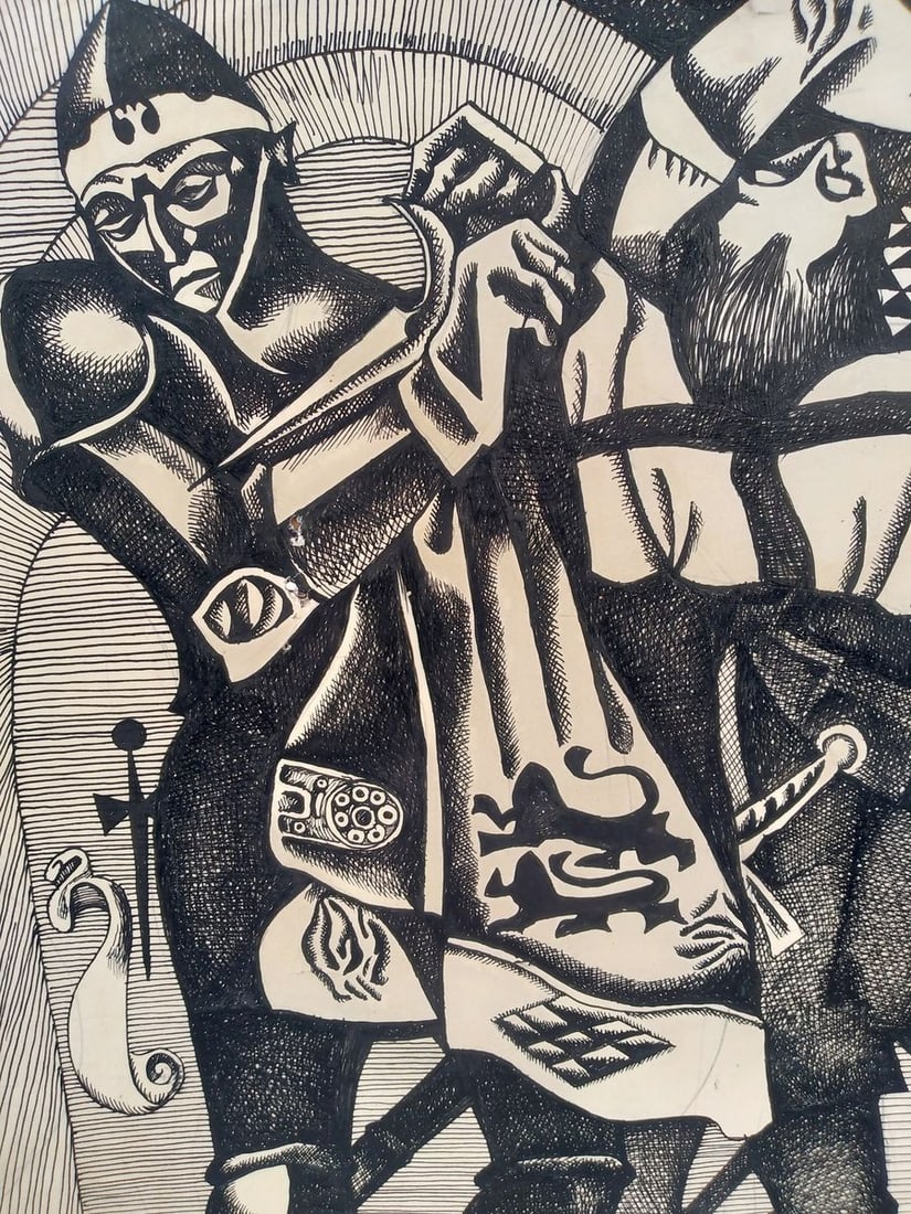 Abstract ink painting Three Jesters Litvinov Oleg Arkad'yevich - 2