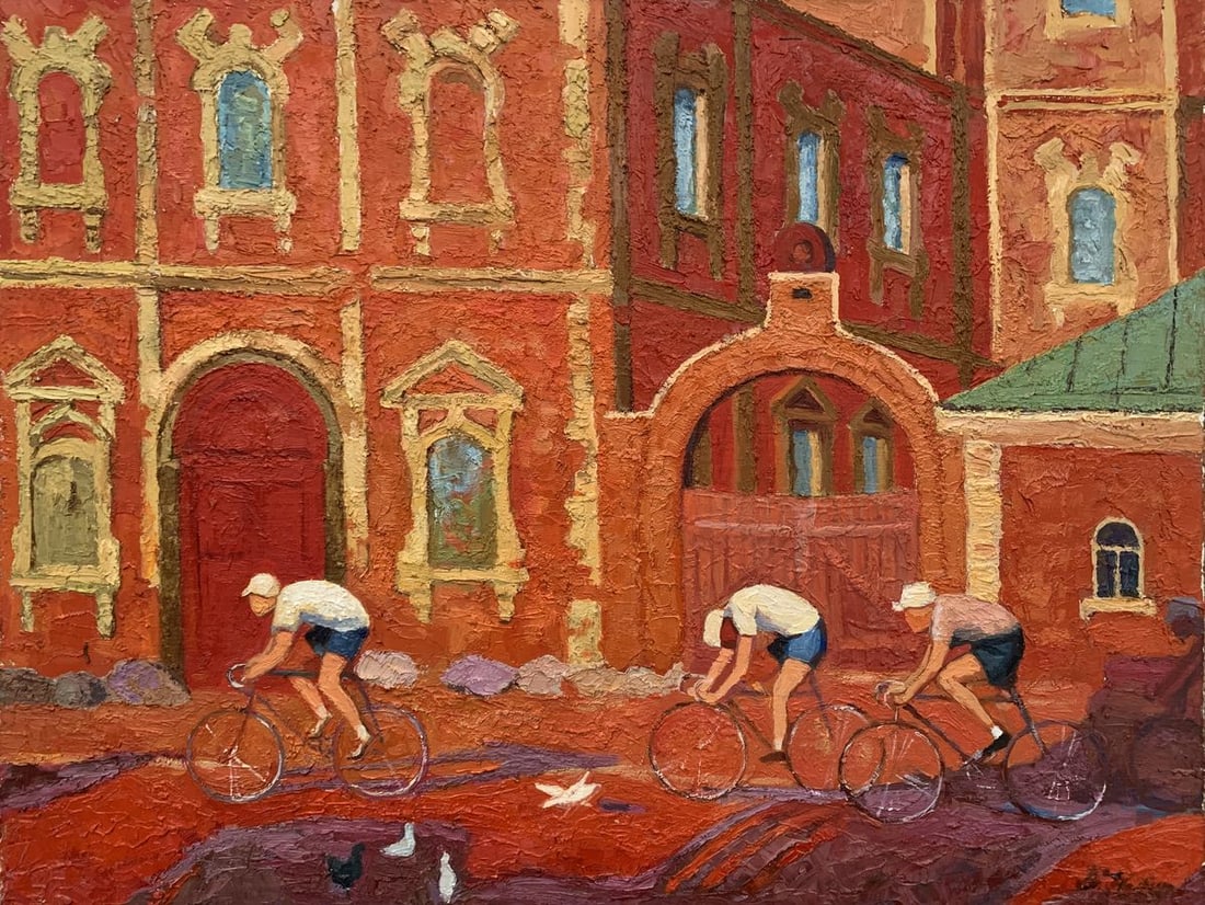 Abstract oil painting Cycle race Monogram (1 of 10)