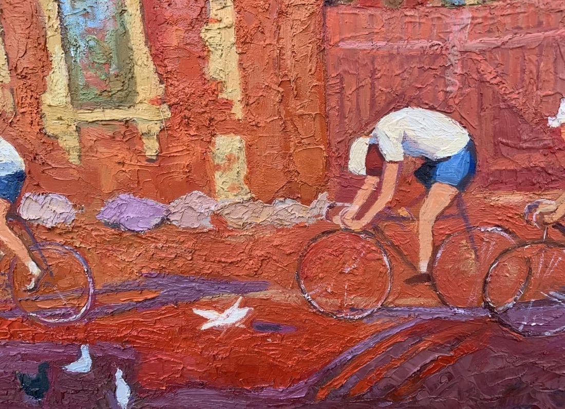 Abstract oil painting Cycle race Monogram - 4