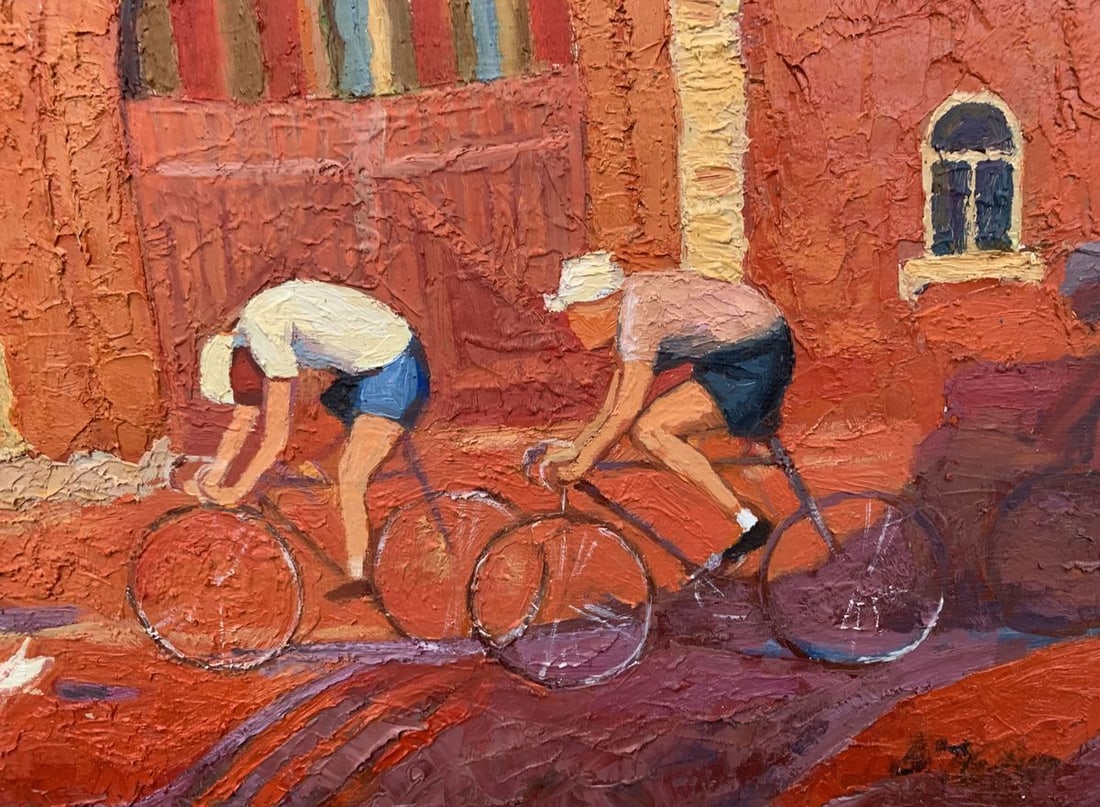 Abstract oil painting Cycle race Monogram - 5