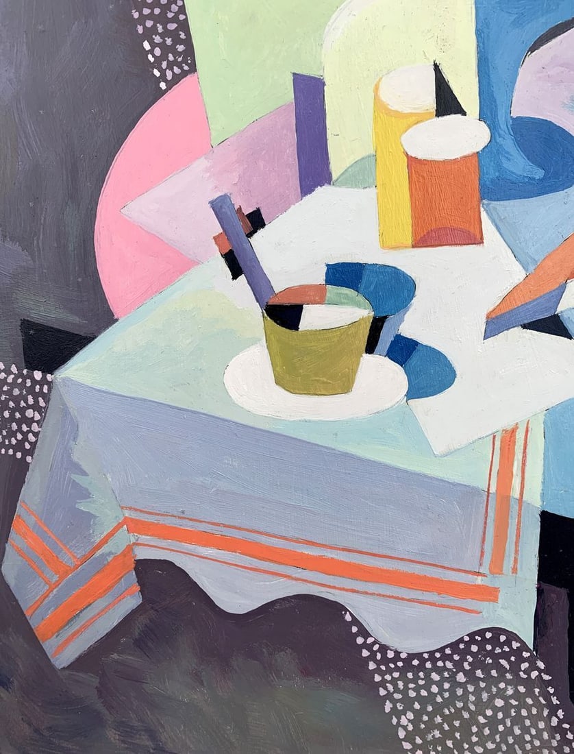 Abstract oil painting Set table (based on the artist Bella Kadar) Victor Konotopsky - 9