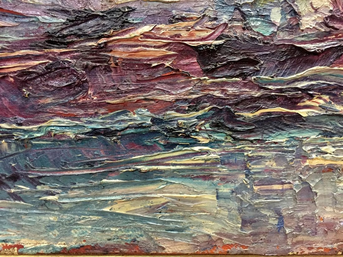 Abstract oil painting Raging sea - 2