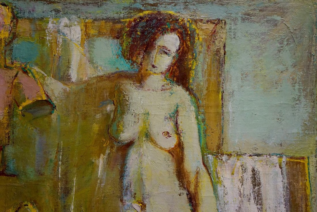 Abstract oil painting Portrait of a naked girl Elena Shchekina - 4